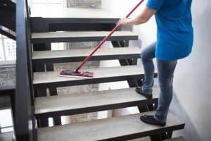 Cleaning service sweeping steps